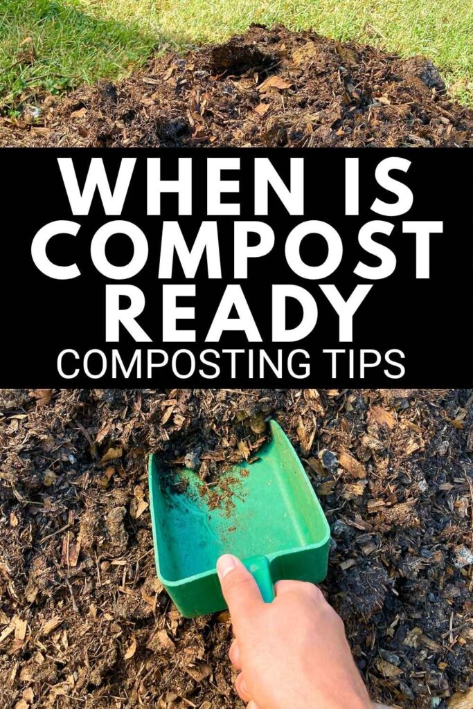 photo of a green scoop in a compost pile
