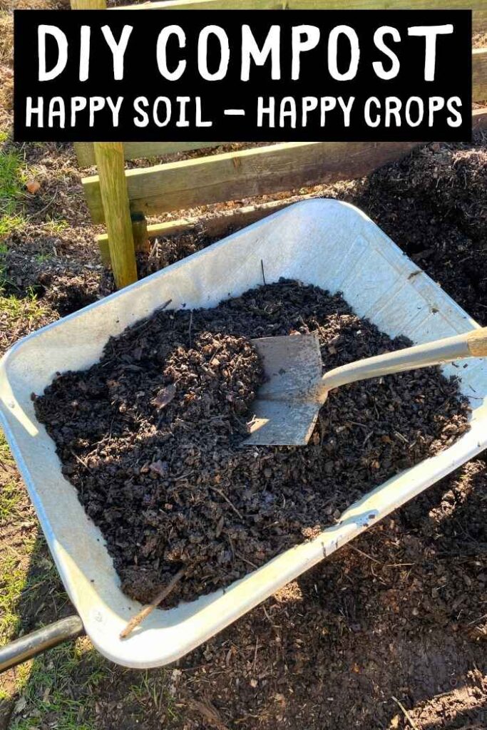 photo of a wheelbarrow full of diy compost