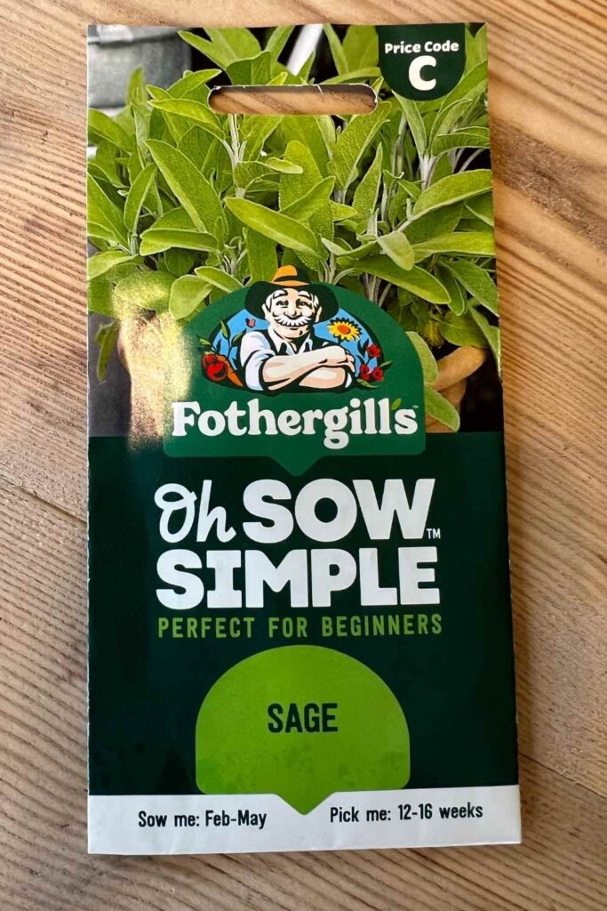 photo of a packet of sage seeds